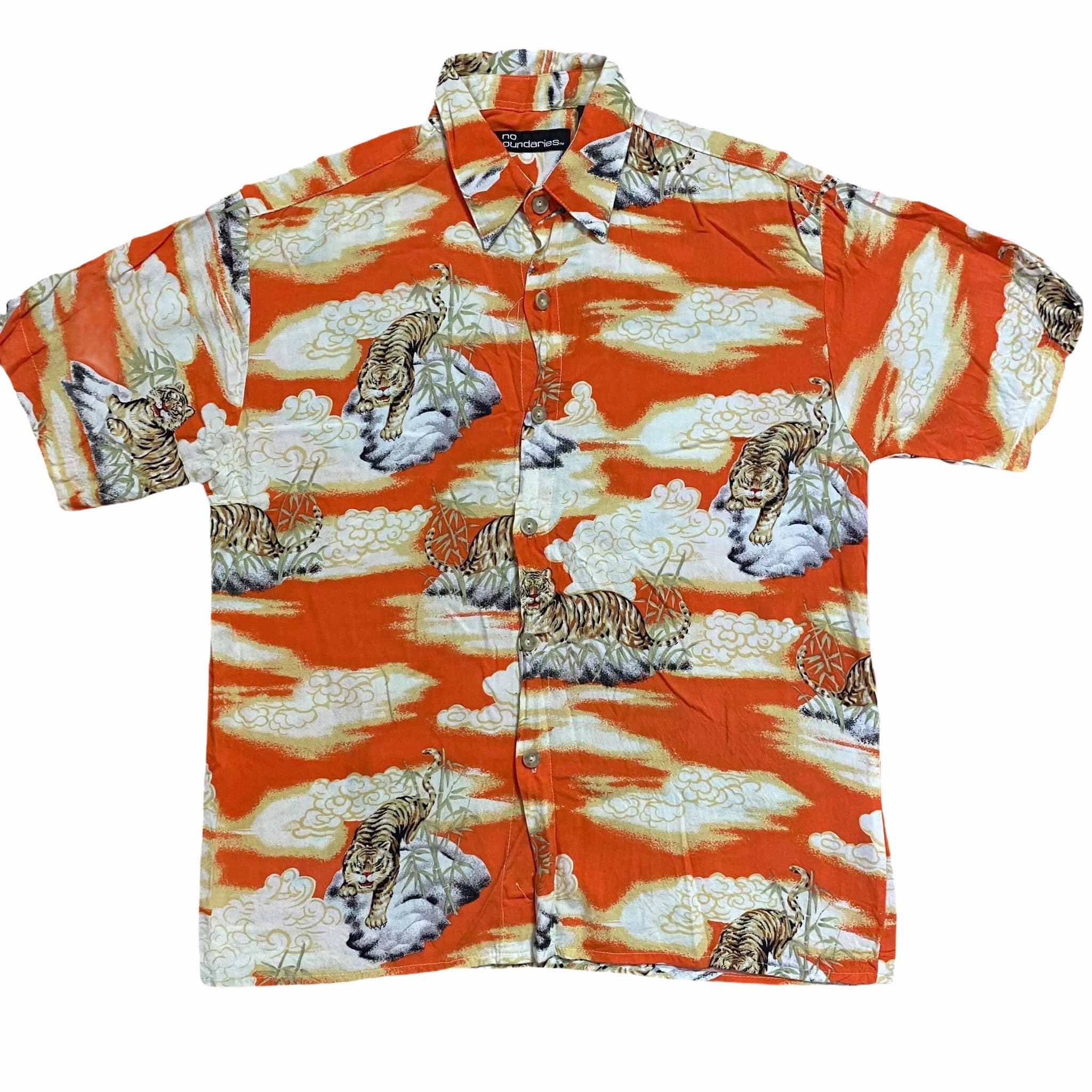 Vintage 90s Japanese Motif No Boundaries Tigers Hawaiian Vintage 90s Japanese Motif No Boundaries Tigers Hawaiian