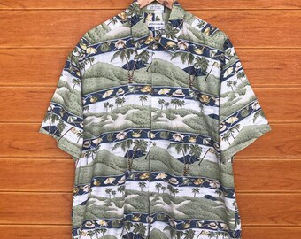 Vintage 90s Pierre Cardin Hawaiian Shirt: Golf Scenic Print, Size XL
