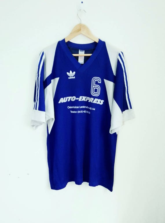 Rare Vintage ADIDAS Football Jersey Shirt Auto Express Short Sleeve Made In Yugoslavia Rare Vintage ADIDAS Football Jersey Shirt Auto Express Short Sleeve Made In Yugoslavia