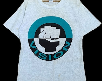 Vintage 90s Vision Street Wear Mirror Print T Shirt / 1999 Vision Sports Inc / Skate / Skateboarding / Powell / Zorlac / Size M