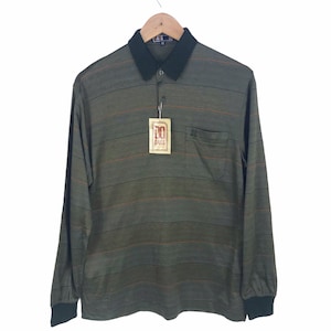 Vintage DAKS London England Design Striped Long Sleeve Polo Shirt