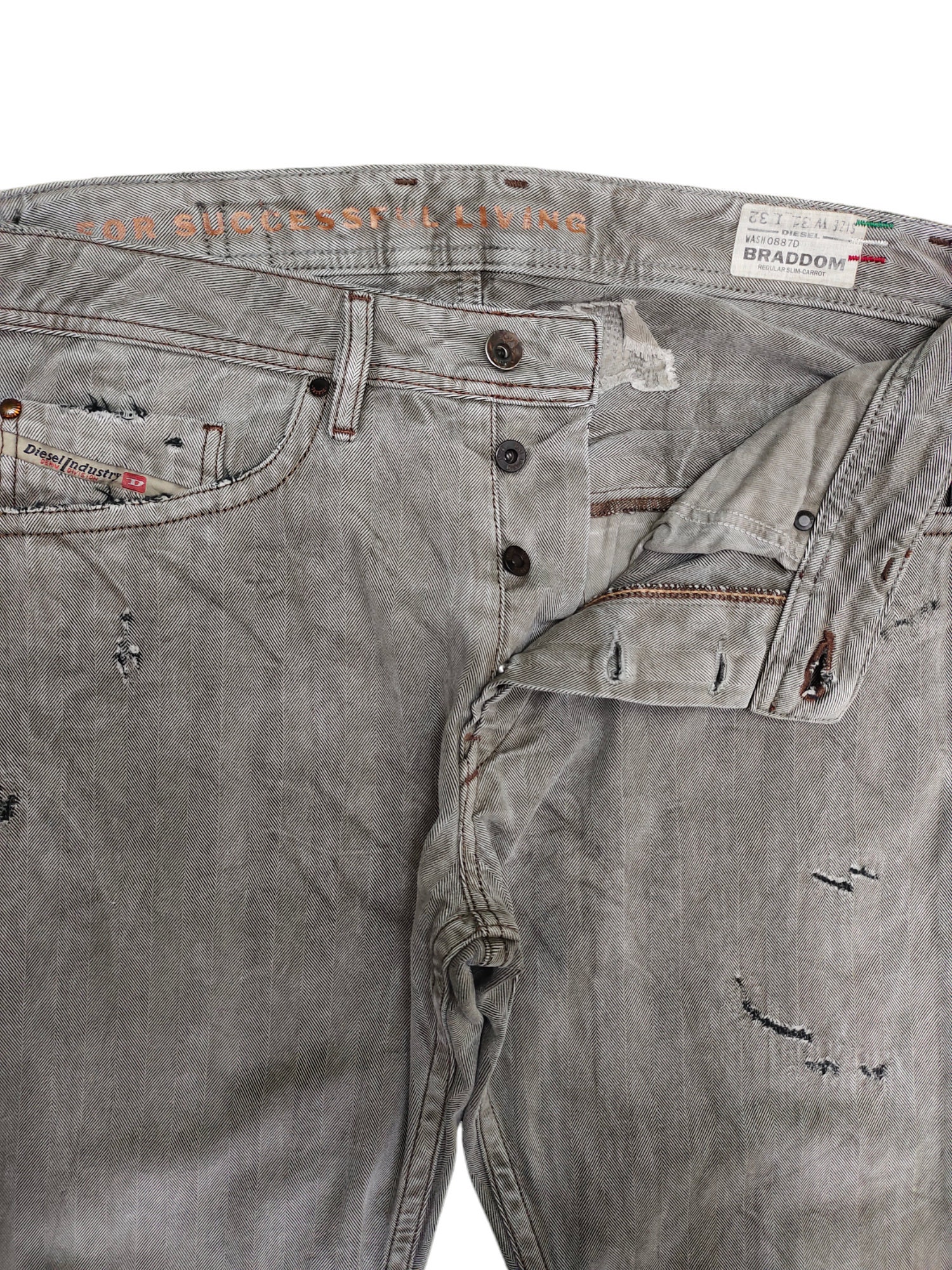 Vintage Diesel Braddom Slim Jeans W32: Distressed Y2K Streetwear 