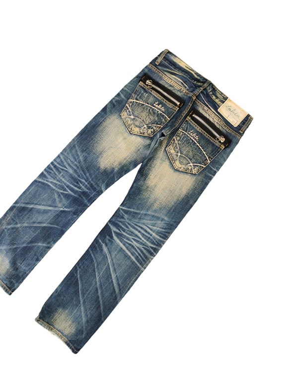W31x31 Vintage Y2k Lolita Embroidered Clawmark Faded Denim Jeans