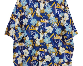 Vintage Kansas City Royals Hawaiian Shirt: MLB Baseball Jersey, Size XL