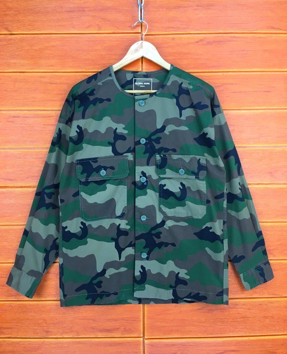 Japanese Brand Global Work Camouflaged Shirt Vinta