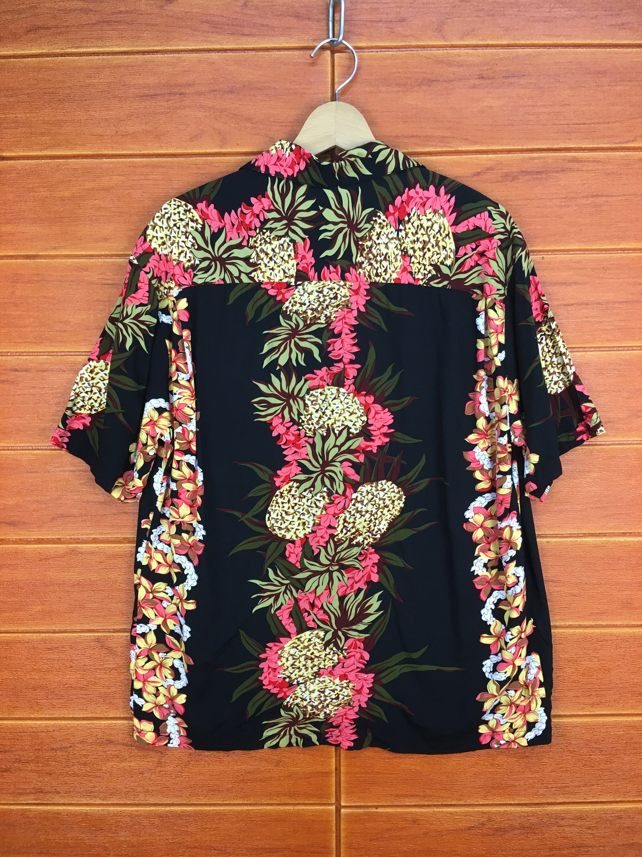 Vintage Japanese Hawaiian SHIPS JET BLUE Rayon Crepe Camp