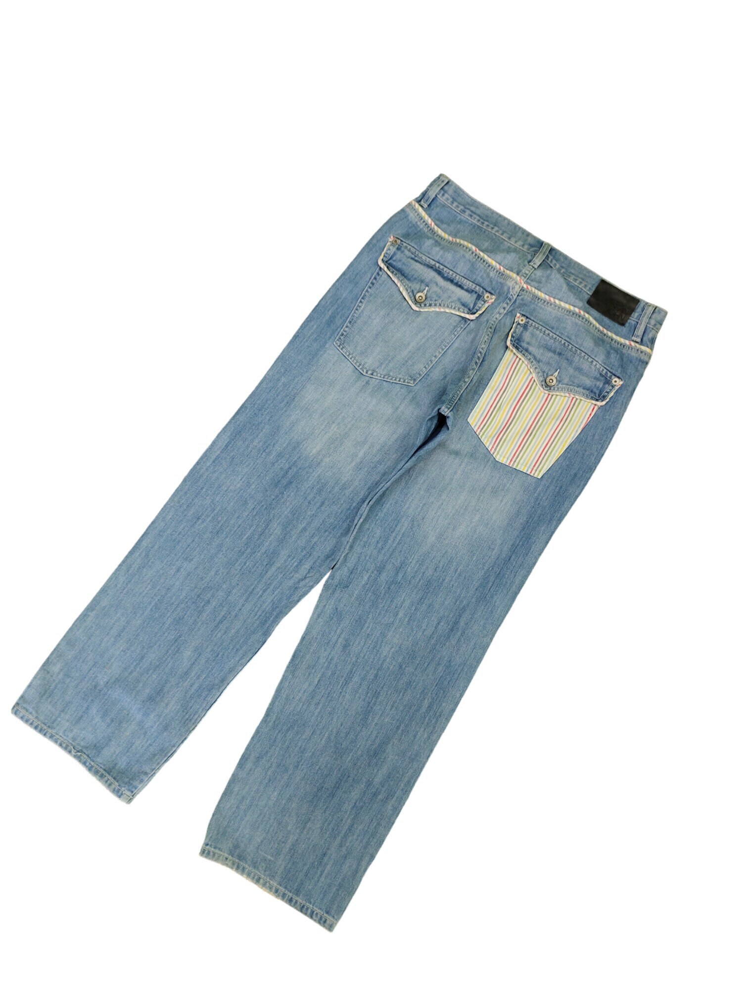 W34x32baggy Jeans Sean John Stripe Pocket Wide Leg Denim Y2k