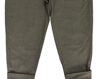 W32x21.5 Japanese Brand Kahki Pin Striped 3Q Trouser Pants