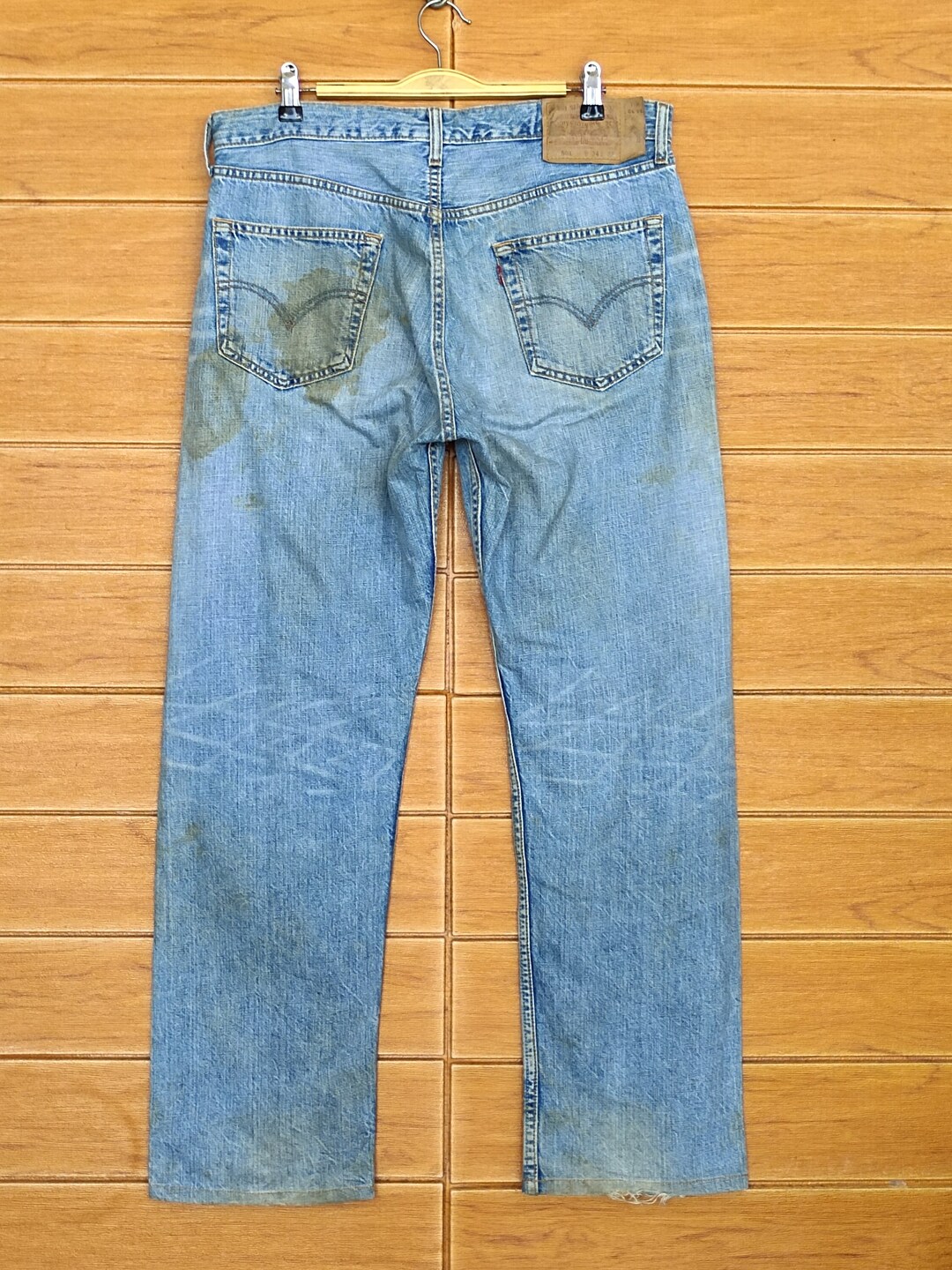 W34x29 Vintage Levi's 501 Wash Denim Jeans / Grunge Rock