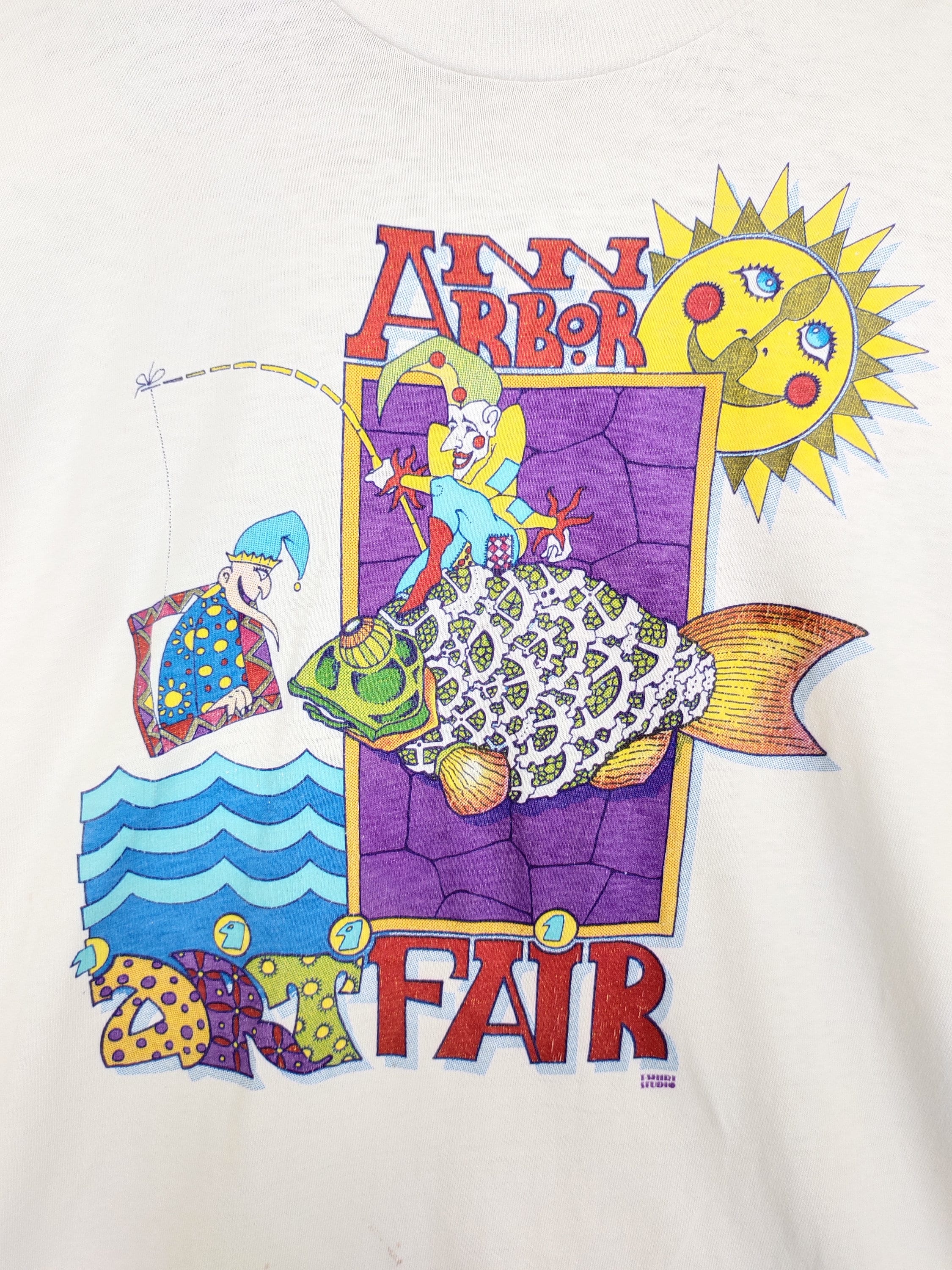 Vintage 90s Ann Arbor Art Fair T-shirt - Hanes Cotton Tee - Size L