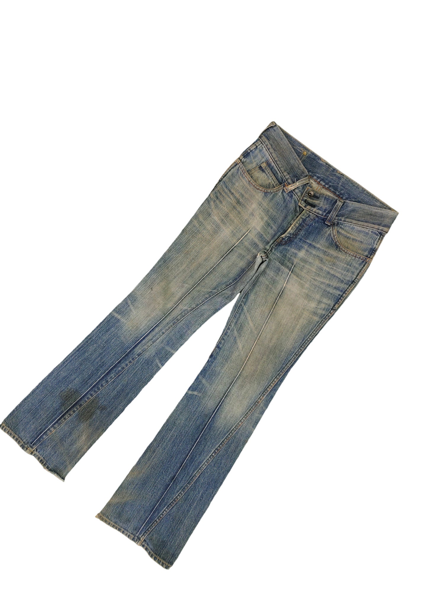 Vintage Buffalo Flare Jeans W30: Spiral Cut, Distressed Denim 