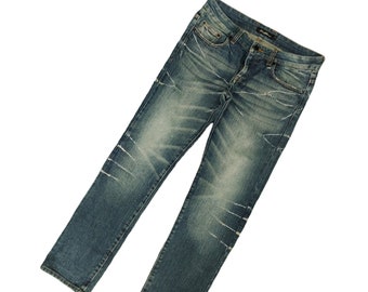 W33x33 Loose Jeans Red Pepper Distress Faded Wide Leg Jeans Y2k