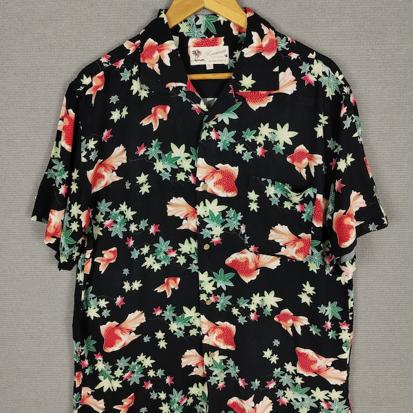 Japanese Roushatte Goldfish Rayon Aloha Shirt - Size L