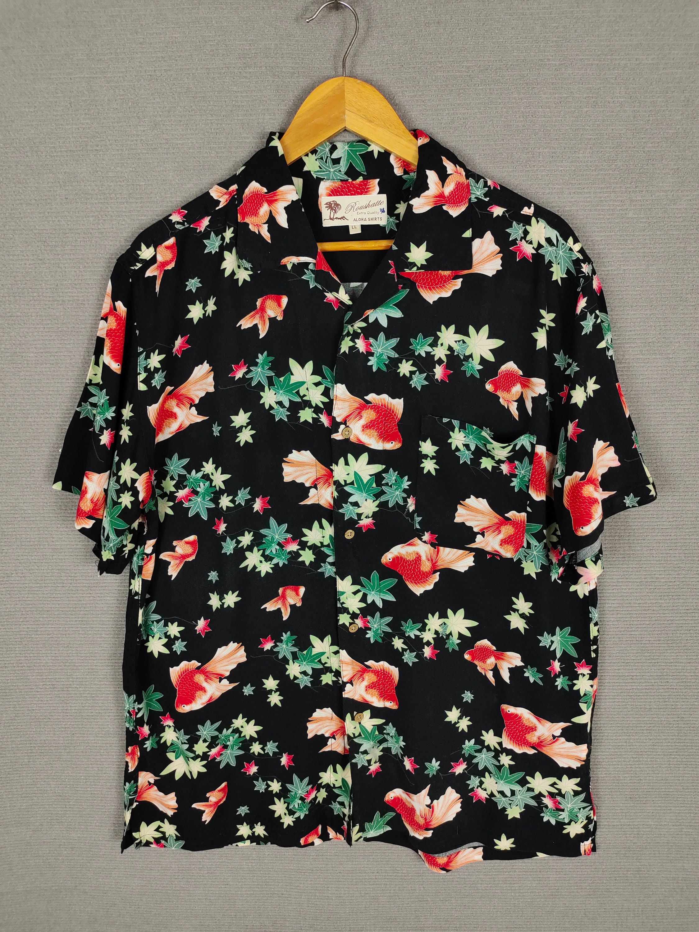50s 60s Gold Fish アロハシャツ 日本製 老舗 ハイビスカス