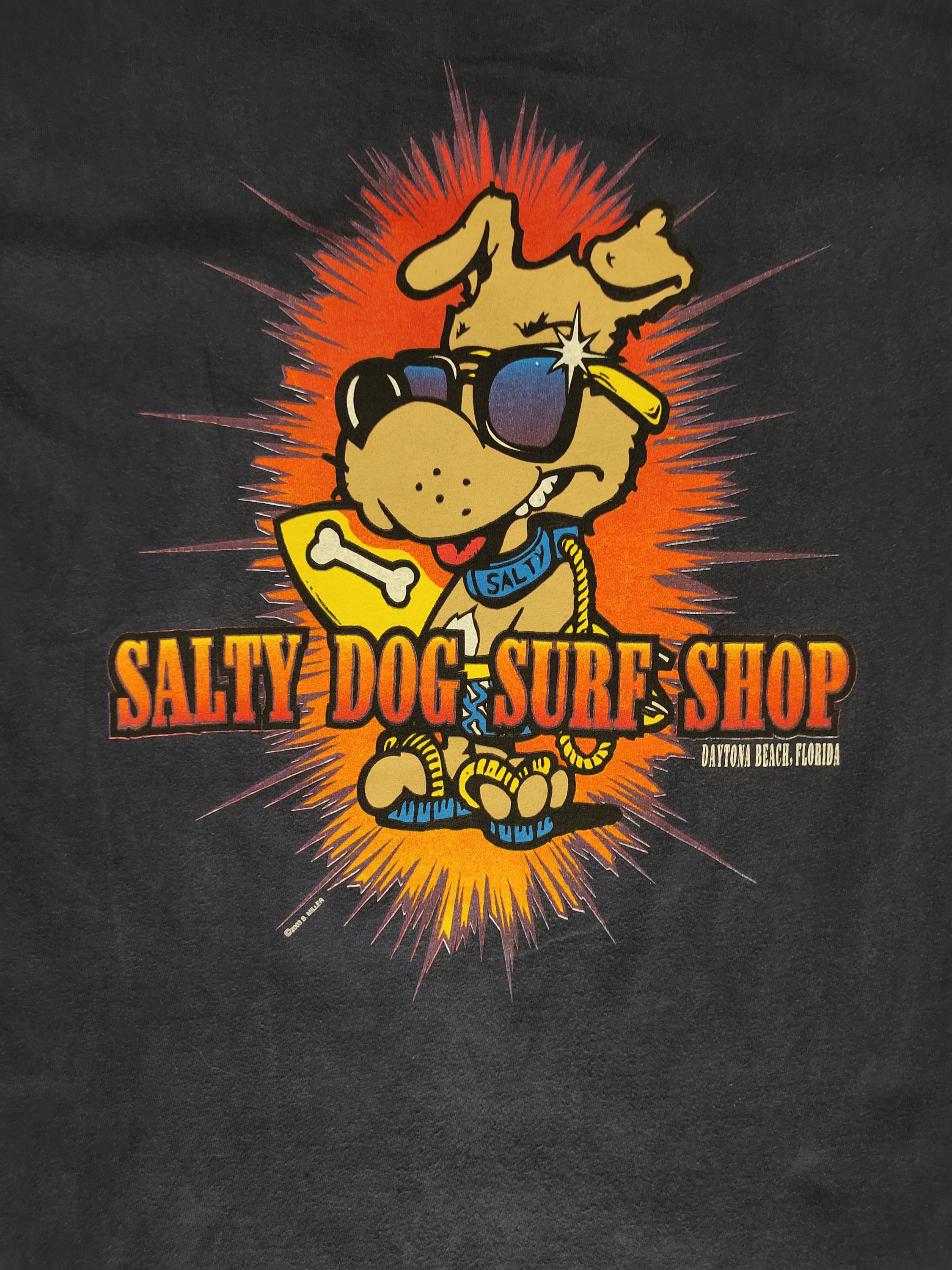Vintage Salty Dog Surf Shop T-shirt: B. Miller Artwork, 2003, Size