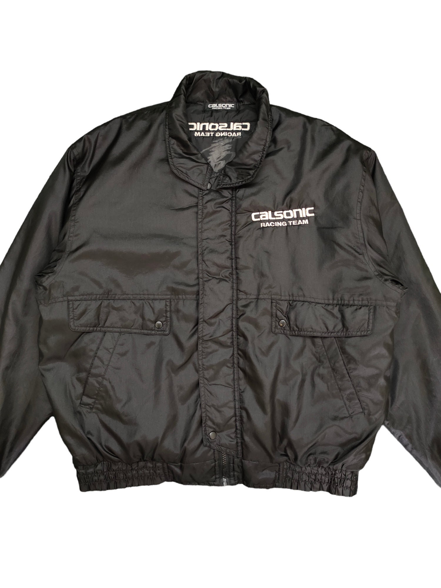 CALSONIC RACING TEAM ナイロンブルゾン 日本製 美品 Vintage Calsonic Racing Team Embroidered Bomber Jacket - Size XL