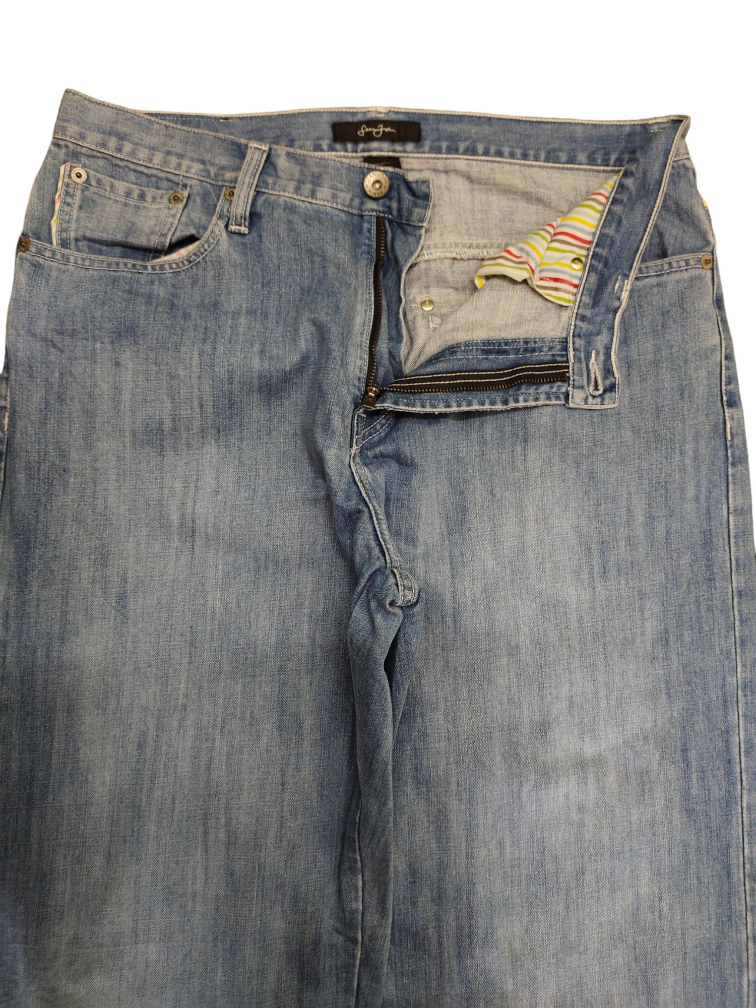 W34x32baggy Jeans Sean John Stripe Pocket Wide Leg Denim Y2k