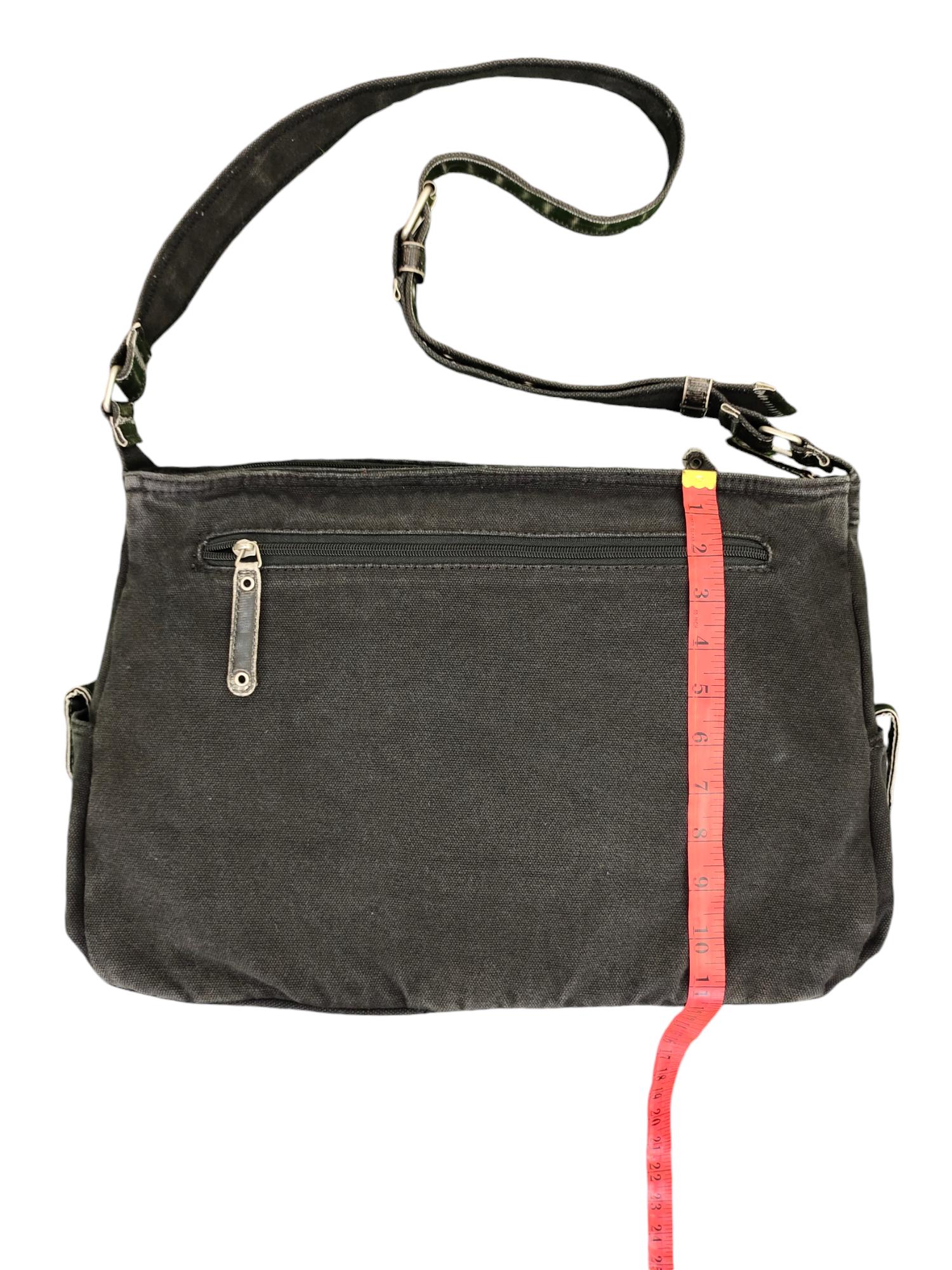 Vintage Grand Stone Japan Canvas Black Sling Crossbody Bag
