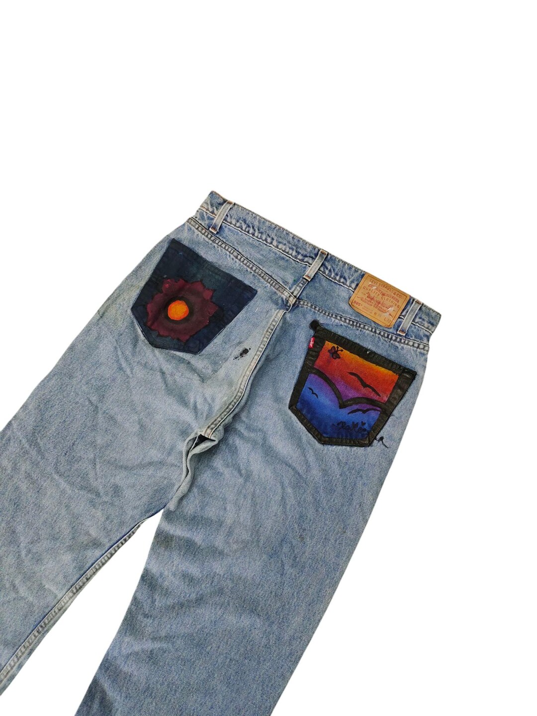 Vintage 90s Levis 505 Jeans: Hand Painted Pocket Denim (waist 34
