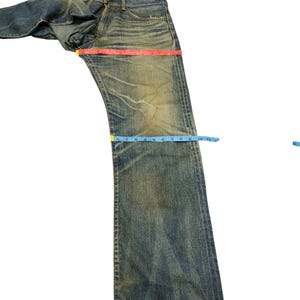 Pantalones vaqueros vintage Edwin 505Z Selvage Clawmark Distress Denim, Undercover Kapital, cintura 35 imagen 9