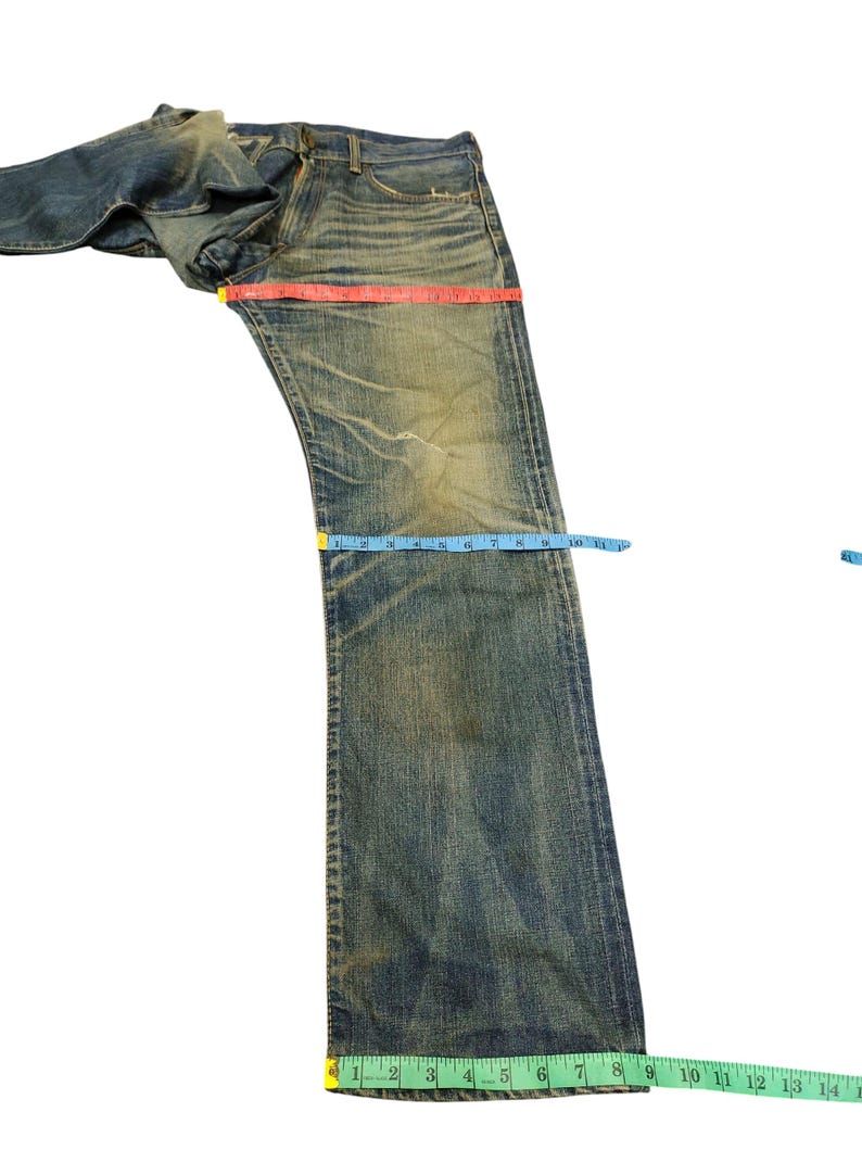 Pantalones vaqueros vintage Edwin 505Z Selvage Clawmark Distress Denim, Undercover Kapital, cintura 35 imagen 9