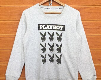 Vintage PLAYBOY Bunny Camouflaged Logos Sweatshirt / Playboy Bunny Crewneck Pullover Jumper Sweatshirt / Size M
