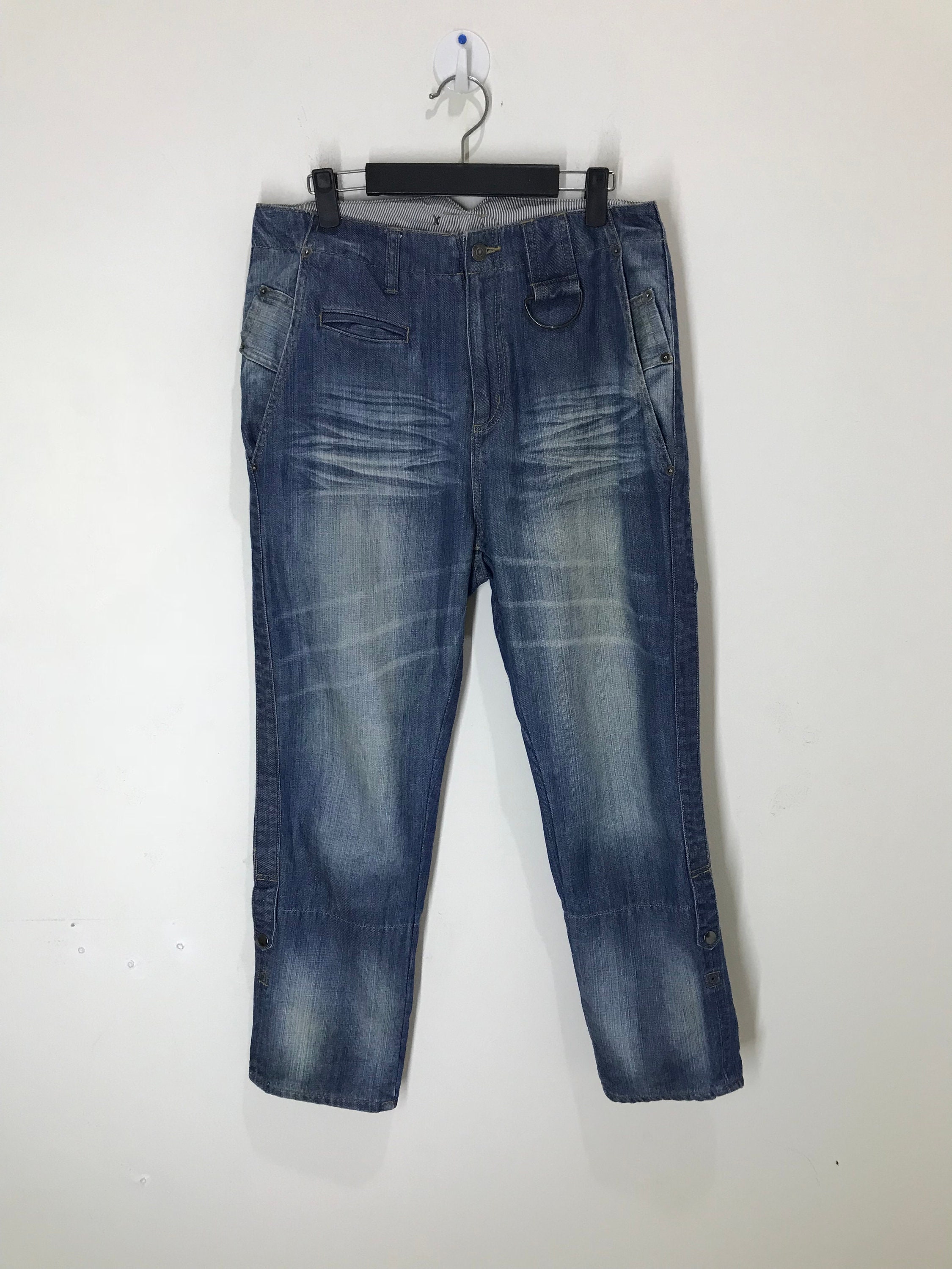W31x27.5 Japanese Brand Designer PFPM Stone Wash Denim Jeans