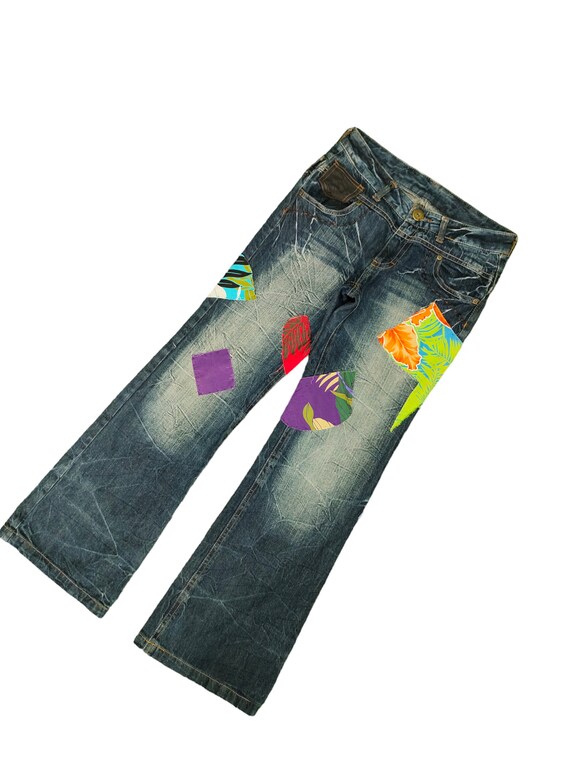 Flare Jeans Japan Patchwork Faded Boot Cut Y2k Lg… - image 1