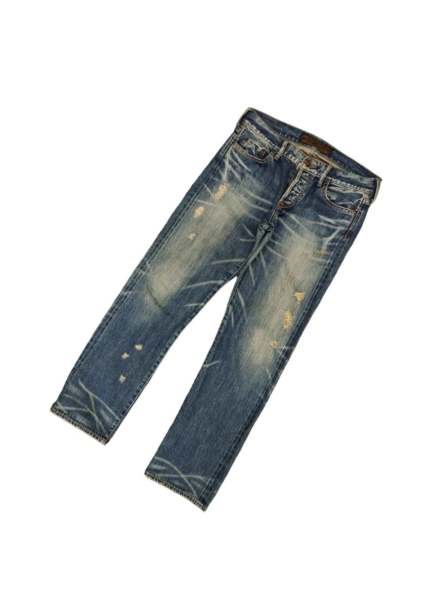 W32x29.5 Genuine Vintage GOA Distress Faded Selvedge Denim