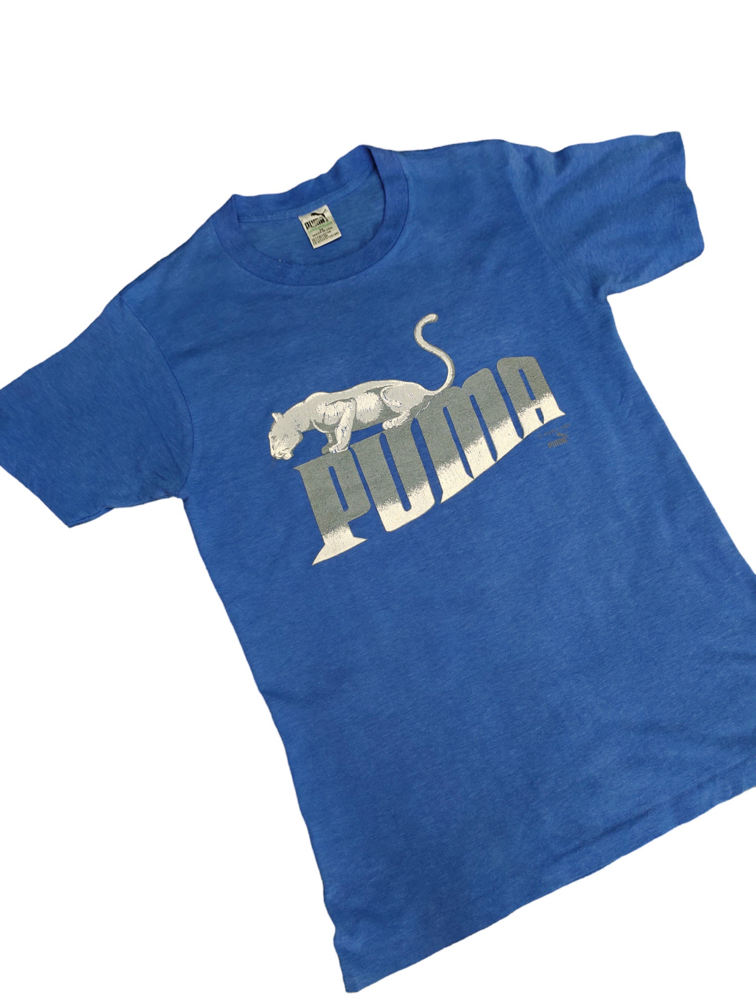 Vintage 1980s Puma Logo T-shirt - 1985 Promo - Size M - Made in