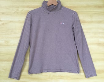 Rare Vintage FILA Turtleneck Striped Stretchable Long Shirt
