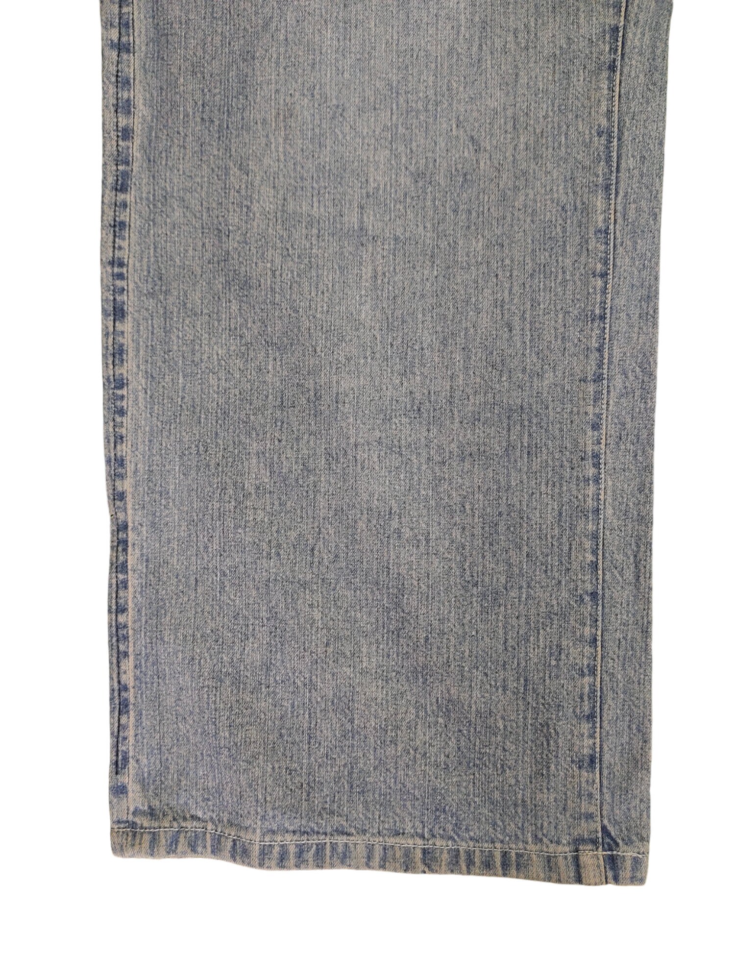 W38x32.5 Baggy Jeans Akademiks Leather Spell Out Back Denim