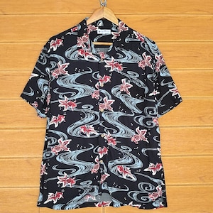Vintage Japanese Hawaiian RESTORATION Goldfish Rayon Shirt / Aloha Wear Shirt / Rockabilly Shirt / Size M