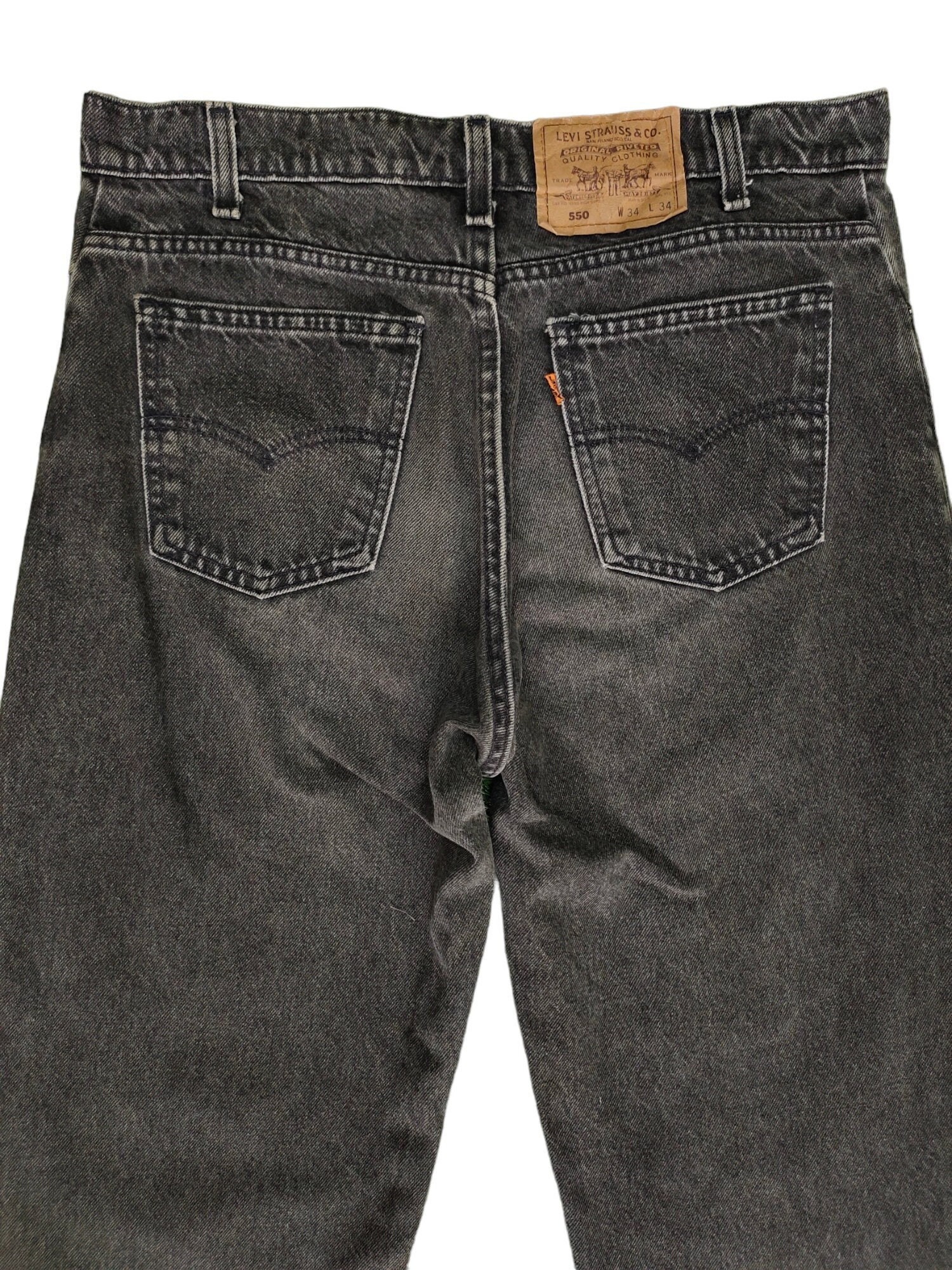 Vintage Levi's 550 Black Denim Jeans, Orange Tag Made in USA