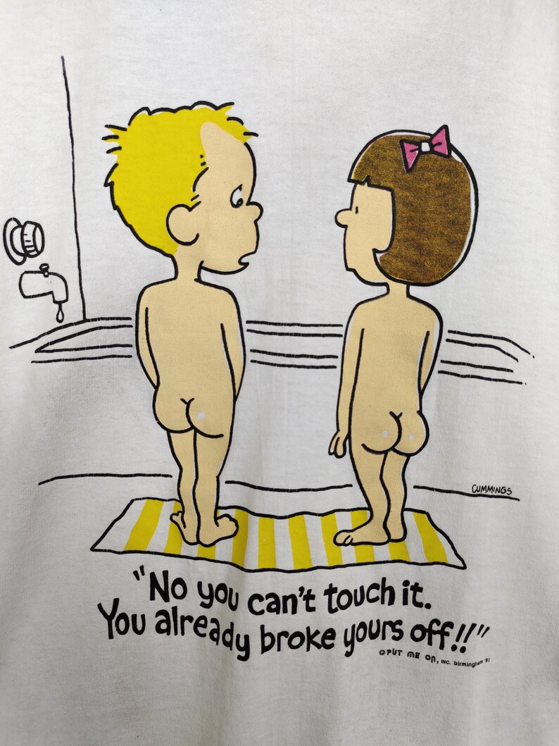 Vintage 90s Bathroom Humor T-Shirt: Cummings Pop Art, Size L image 9