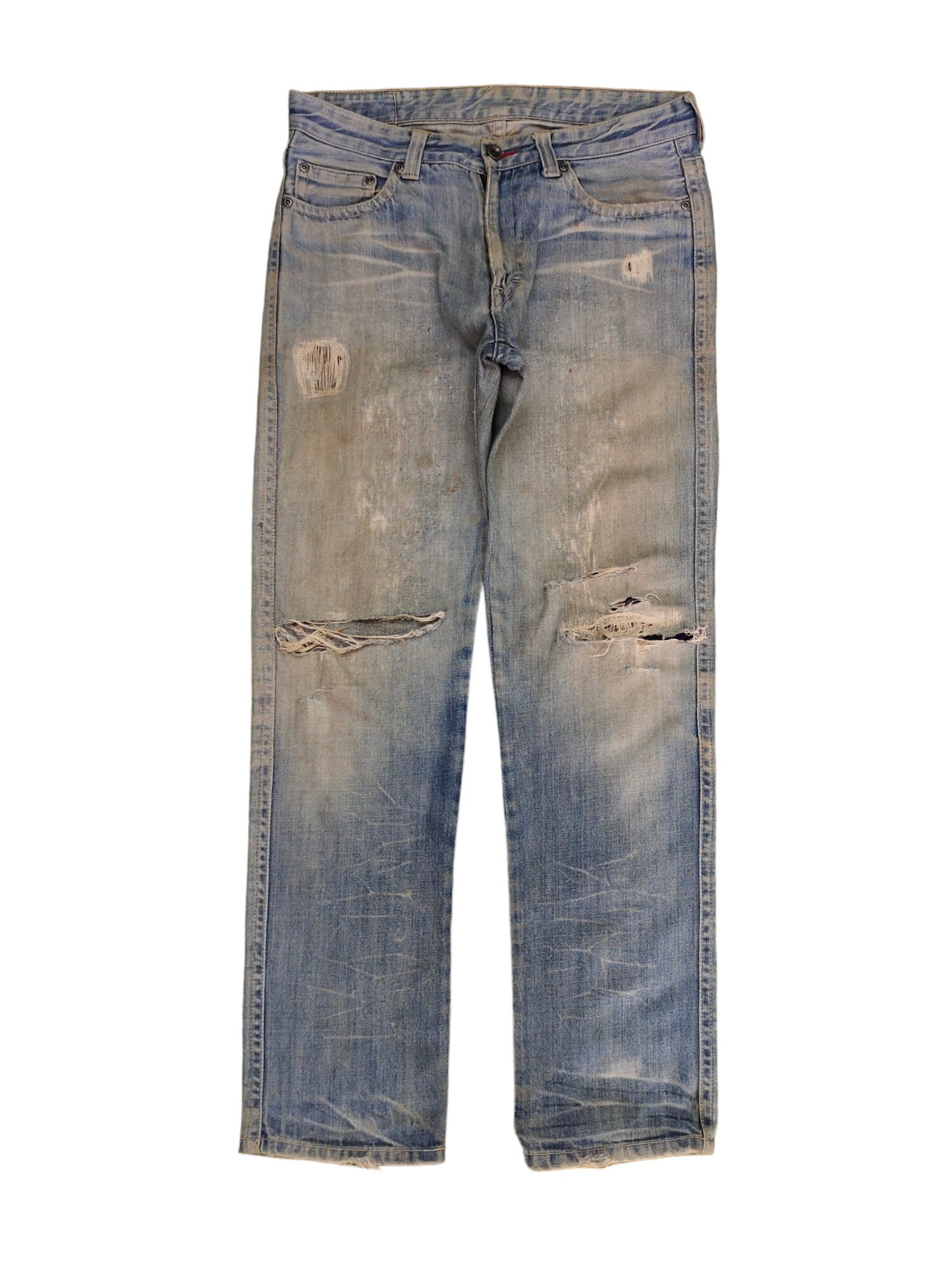 W31x30.5 Beams Distress Faded Denim Jeans Undercover Style W31x30.5 Beams Distress Faded Denim Jeans Undercover Style