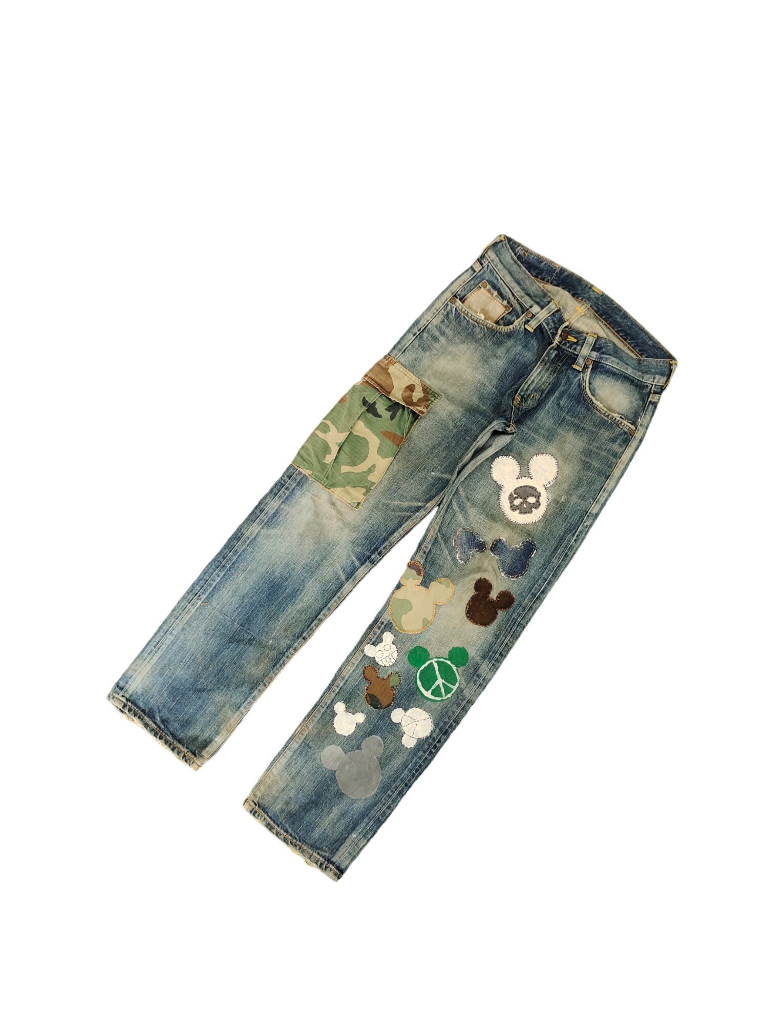 W30x31.5 Rare Vintage Edwin Distress Faded Denim Jeans W30x31.5 Rare Vintage Edwin Distress Faded Denim Jeans