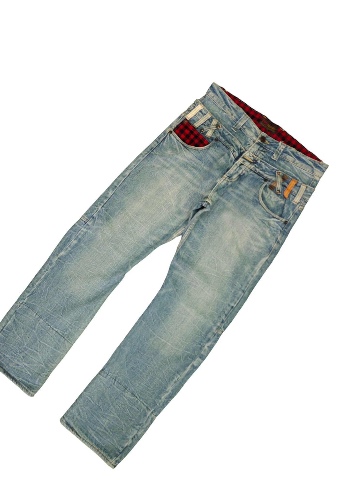 W34x31.5 Vintage Japanese Exit Double Waist Distress Faded W34x31.5 Vintage Japanese Exit Double Waist Distress Faded