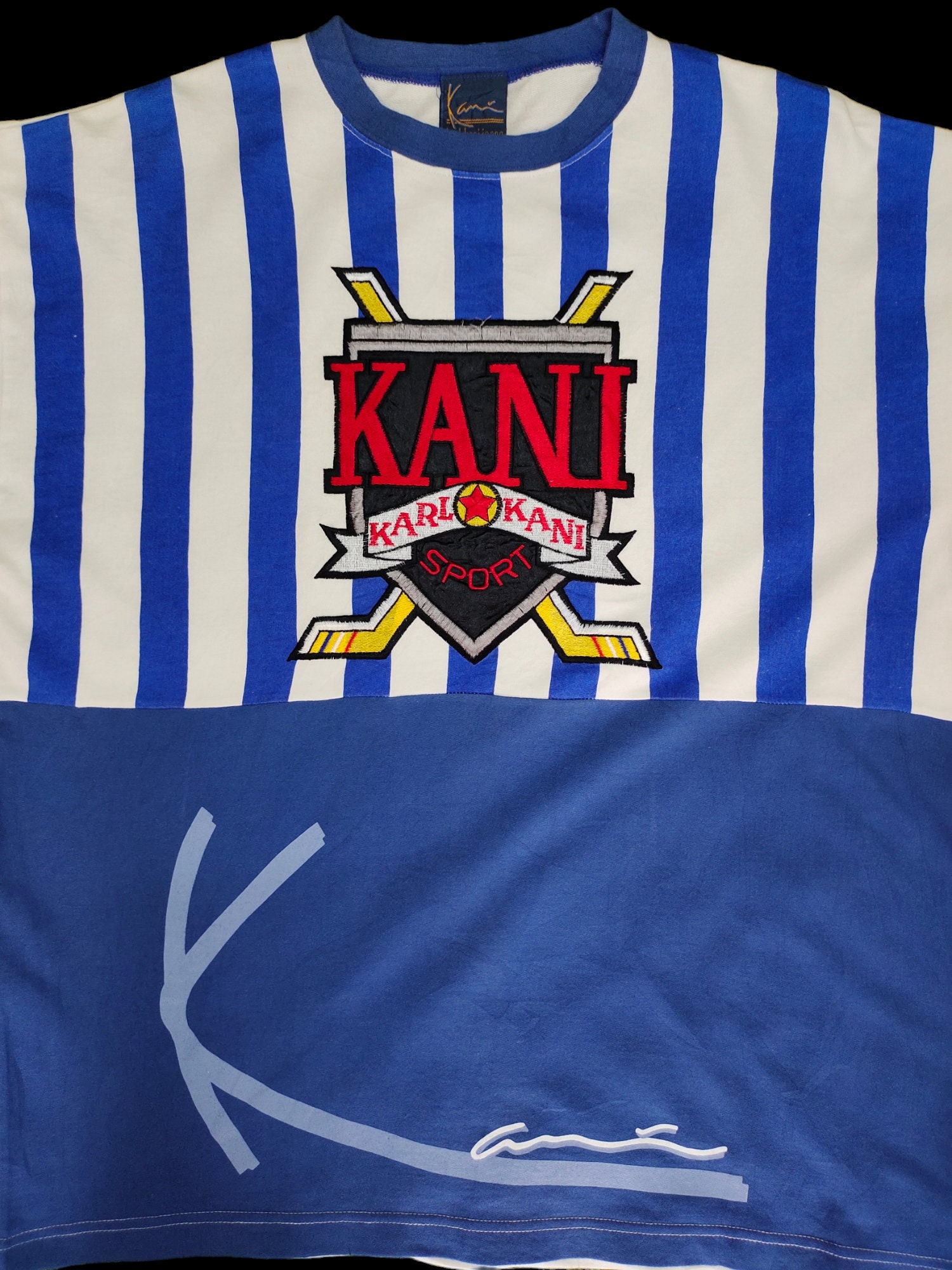KARL KANI　ホッケー　フットボール　シャツ　ＸＬ　00's Vintage 1990s Karl Kani Sport Embroidered Logo Striped Baggy