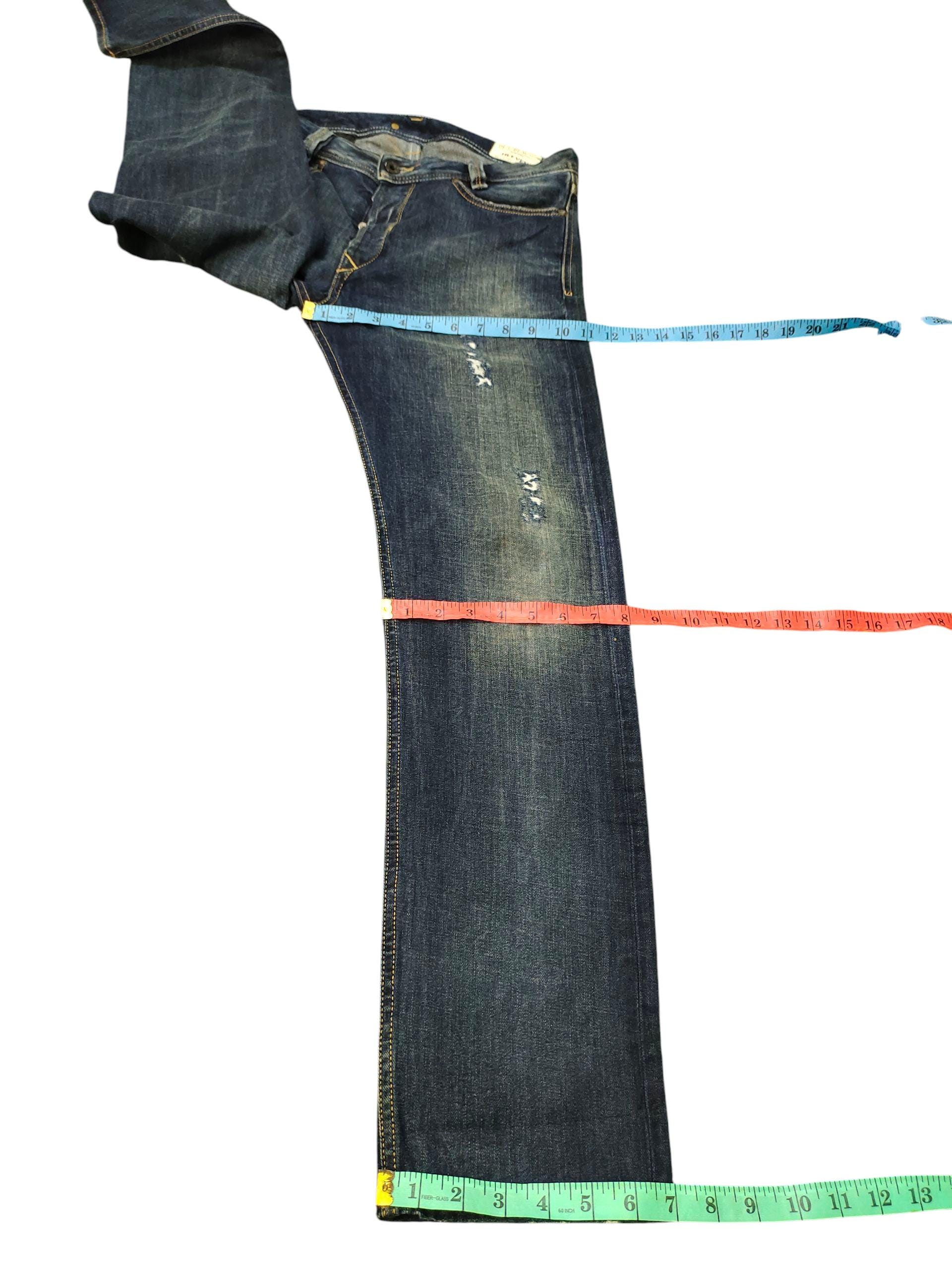 Vintage Y2K Diesel Heeven Jeans: Clawmark Distress, Faded Denim