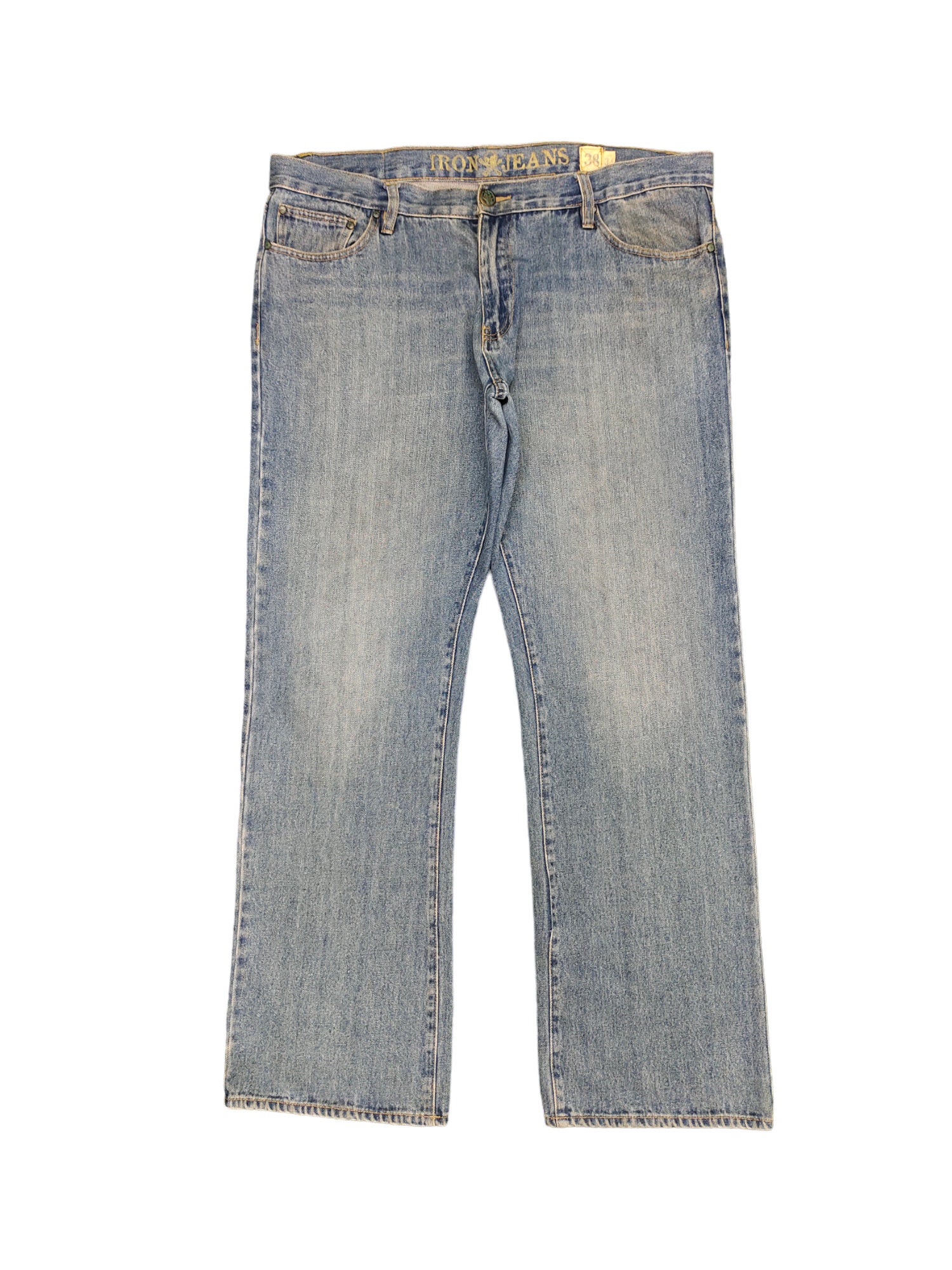 W38x32.5 Vintage Baggy Jeans Iron Jeans Denim Wide Loose Leg