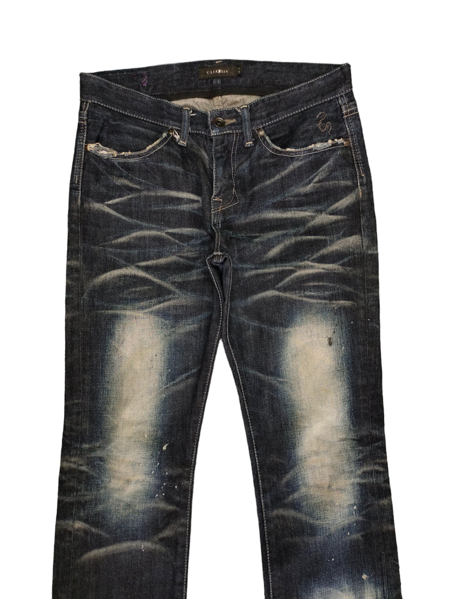 パンツ Japanese label CIVARIZE paint Jeans 46 W30x26.5 Civarize Japan Distress Faded Denim Jeans