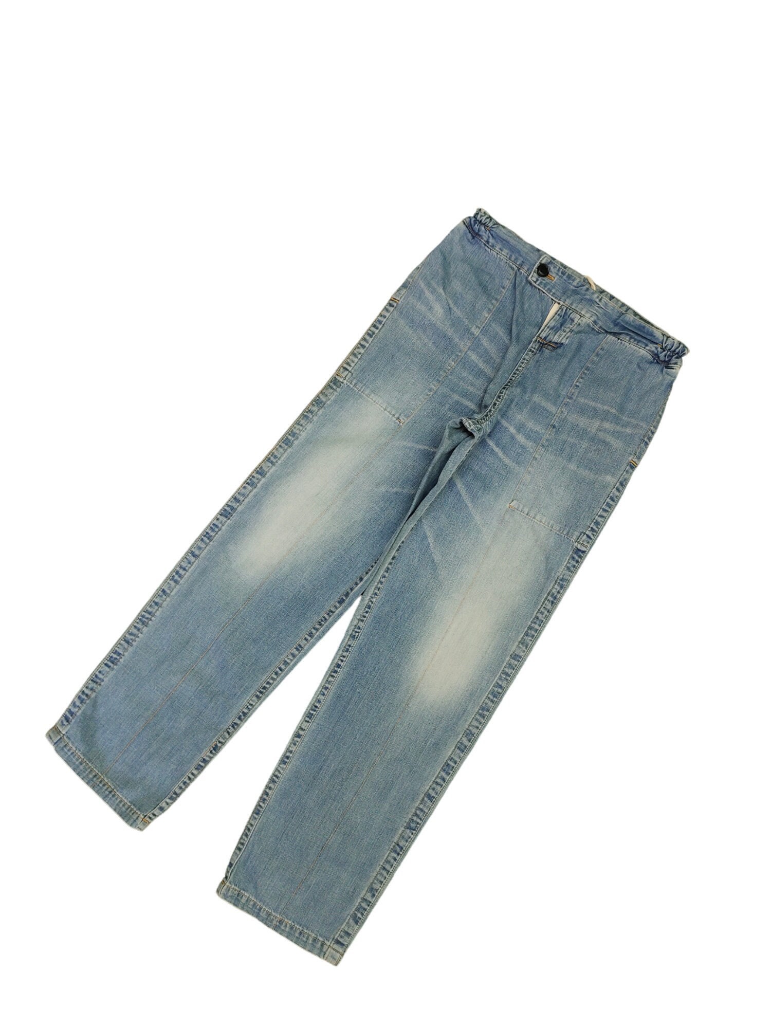 ✅90s archive papas wide denim pants blue W30x31 Vintage 90s Blue Blue Japan Loose Wide Leg Denim