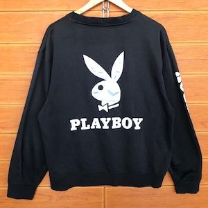 Vintage 90s PLAYBOY Embroidered Logo Sweatshirt / Hugh Hefner / Size L