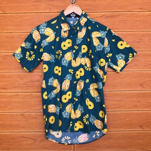 Vintage Japanese Brand JACKONE Pineapple Hawaiian Shirt / Aloha Wear / Rockabilly Shirt / Surfing Shirt / Beach / Party / Size M