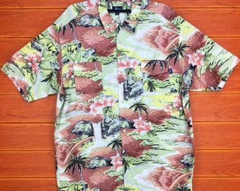 Vintage STUSSY USA Double Pocket Hawaiian Shirt / Aloha Wear Shirt /  Rockabilly Shirt