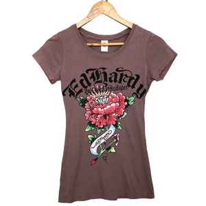 Vintage ED HARDY By Christian Audigier Stretchable Women T-Shirt / Tattoo Art / Tattoo Inspired / Size S