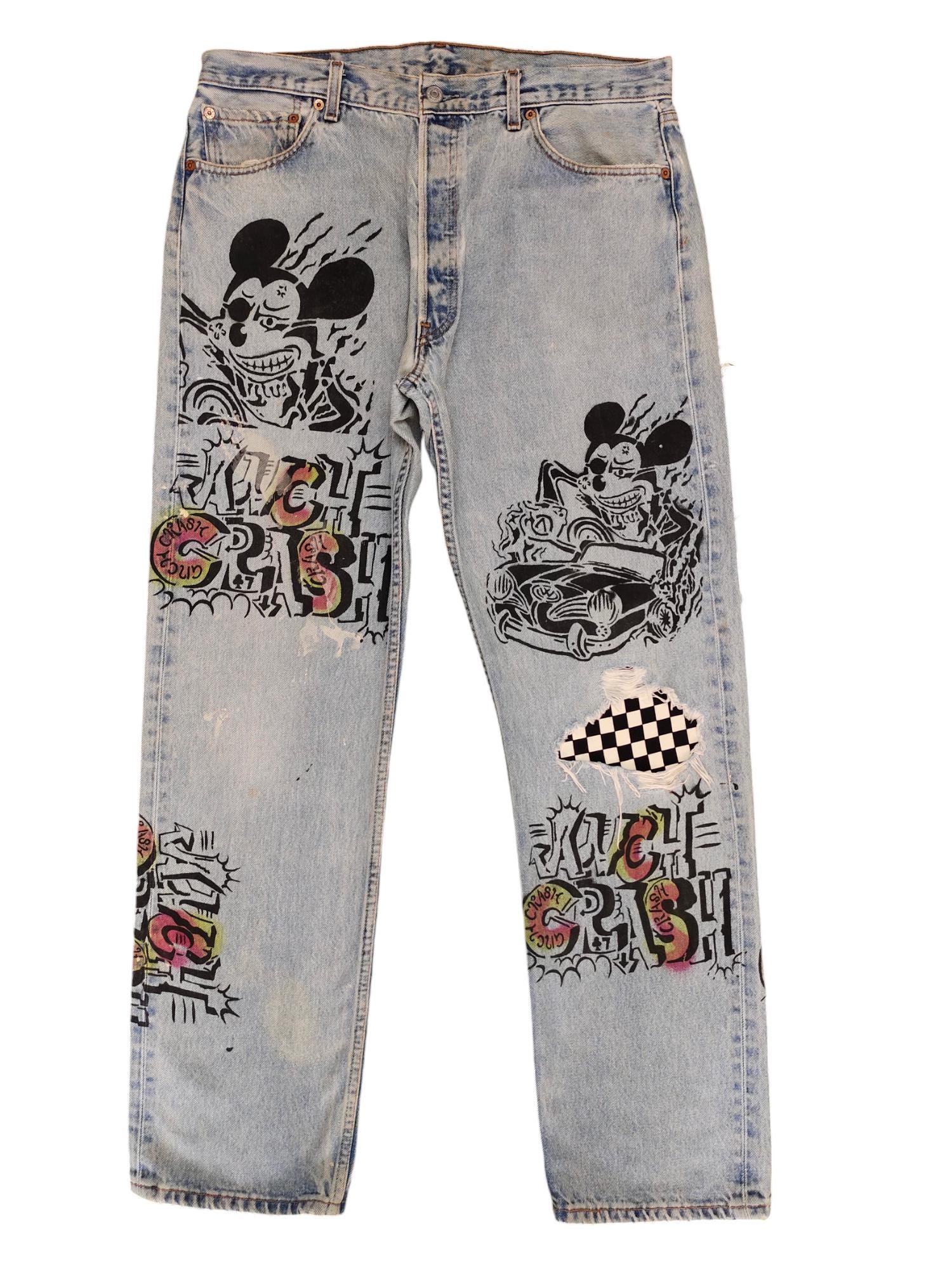 Vintage Levis 501 Jeans: Mickey Mouse Distressed Denim (w35x32) - Etsy