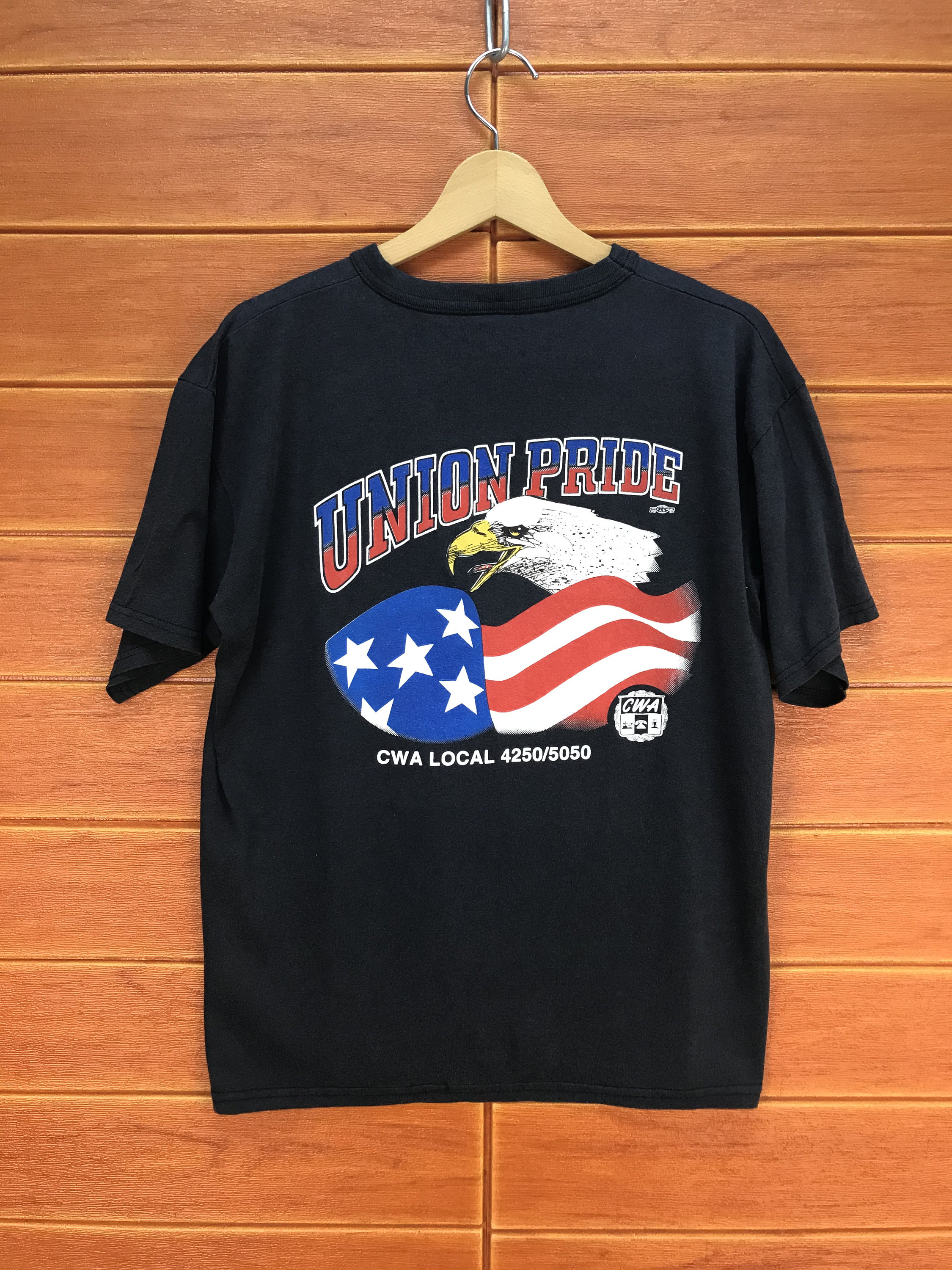 CWA Union Rock BEST Tシャツ XL Vtg Red CWA Union Strong Red Men's Tees XL Made in USA 50/50