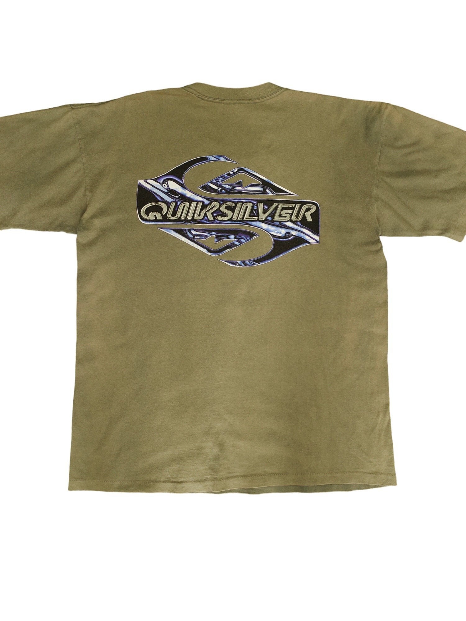 Vintage Quiksilver Stripe Blue Tee 90s Y2K USA Skate Surf OG